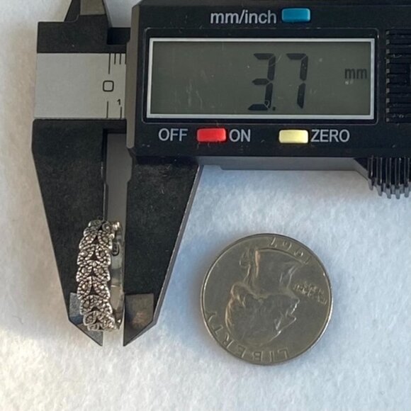 Sterling Silver 925 5mm Floral Leaf Marcasite Openwork Pierced Band Ring Sz 5.75 - Picture 13 of 16